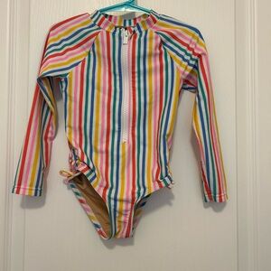 Old Navy Colorful Striped Long Sleeve Rashguard Swimsuit